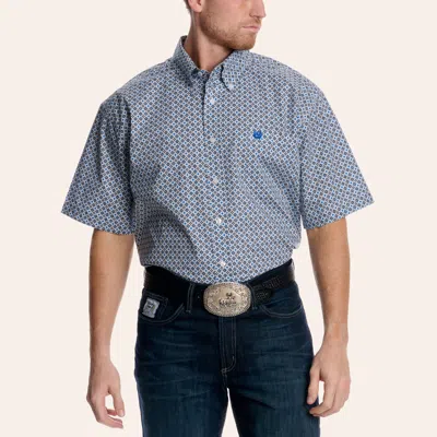 Cinch Men's Blue Geo Print Shirt