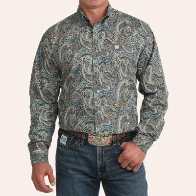 Cinch Men's Blue Paisley Print Long Sleeve Shirt