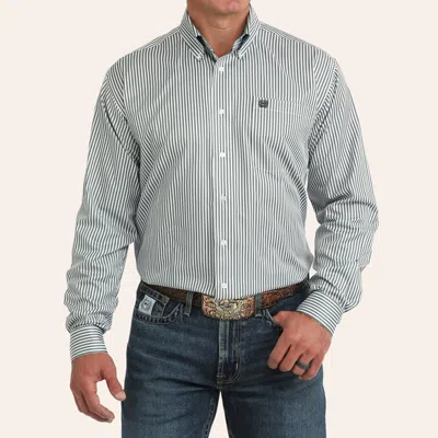 Cinch Men's Blue Stripe Print Long Sleeve Shirt
