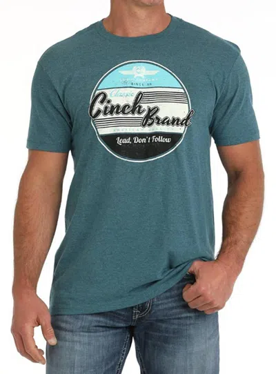 Cinch Men's Brand Logo Graphic Tee In Blue In Green