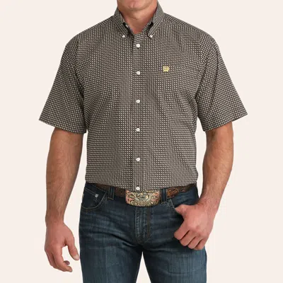Cinch Men's Brown & Gold Geo Print Shirt