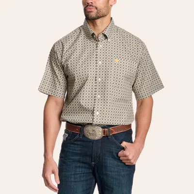 Cinch Men's Brown & Gold Geo Print Shirt