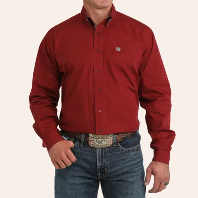 Cinch Men's Burgundy Long Sleeve Shirt