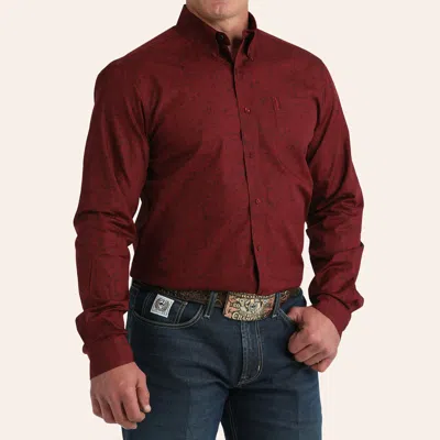 Cinch Men's Burgundy Paisley Print Long Sleeve Shirt