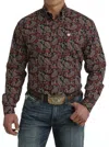 Cinch Men's Classic Paisley Print Shirt In Black/red