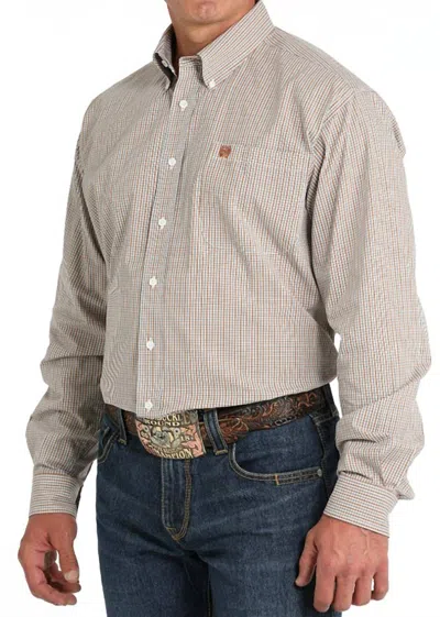 Cinch Men's Classic Plaid Button Down Western Shirt In White/gold