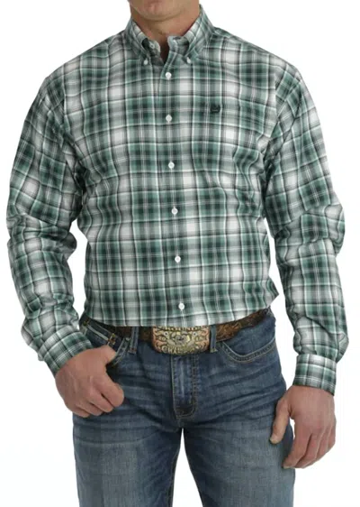 Cinch Men's Classic Plaid Shirt In White/green