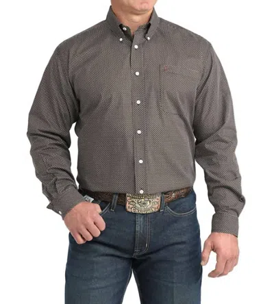 Cinch Men's Classic Print Button Down Shirt In Navy In Gray