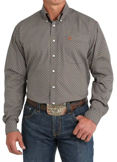 Cinch Men's Classic Print Western Button Down Shirt In Brown