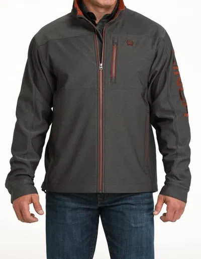 Cinch Men's Color Pop Logo Bonded Softshell Jacket In Charcoal In Multi