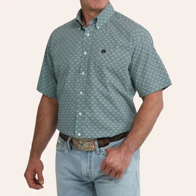 Cinch Men's Green Geo Print Shirt