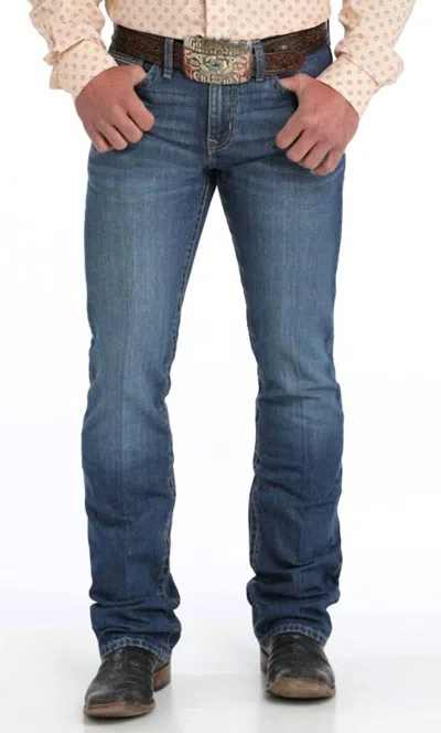 Cinch Men's Ian Slim Boot Cut Mid Rise Rigid Denim Jeans In Medium Stonewash In Transparent