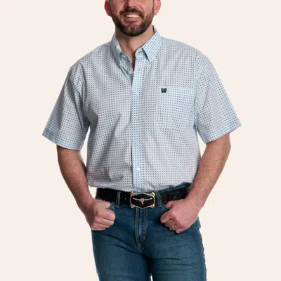 Cinch Men's Light Blue Geo Print Shirt