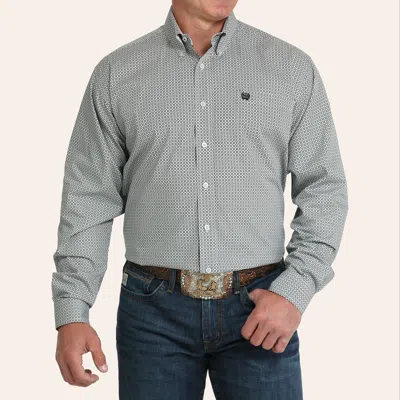 Cinch Men's Light Gray Geo Print Stretch Western Shirt