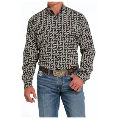 Cinch Men's Long Sleeve Button-down Shirt In Black Print