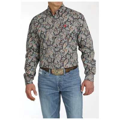 Cinch Men's Long Sleeve Button Down Shirt In Paisley