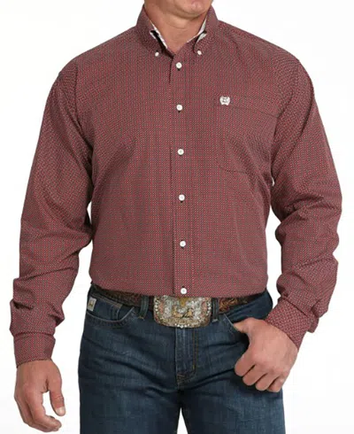 Cinch Men's Long Sleeve Print Shirt In Red/black In Multi