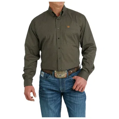 Cinch Men's Long Sleeve Stretch Buttondown Shirt In Olive Print