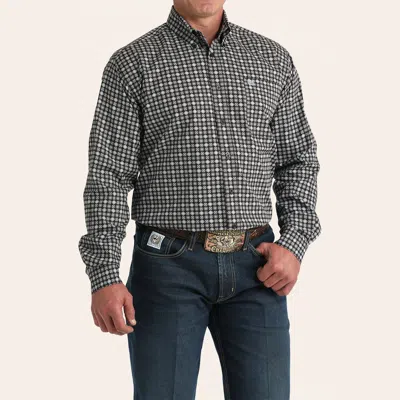 Cinch Men's Medium Brown Geo Print Long Sleeve Shirt In Blue