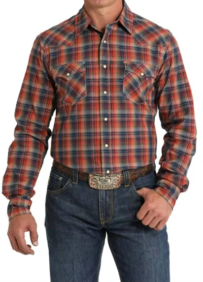 Cinch Men's Modern Fit Snap Long Sleeve Western Shirt In Red In Multi