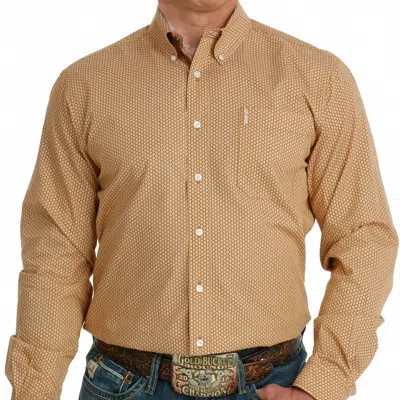 Cinch Men's Modern Fit Vertical Geometric Western Shirt In Tan In Multi