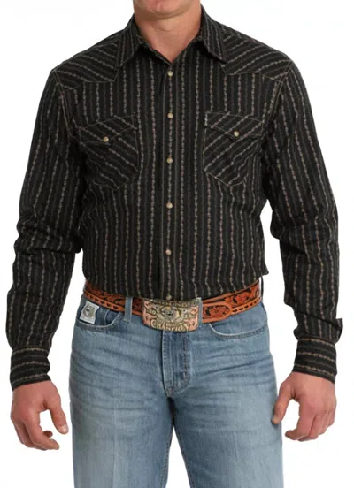 Cinch Men's Modern Fit Vintage Snap Western Shirt In Black