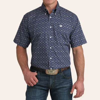 Cinch Men's Navy Diamond Geo Print Shirt In Blue
