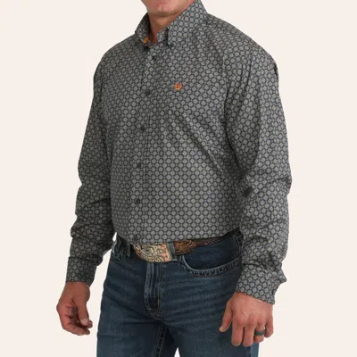 Cinch Men's Navy Medallion Print Long Sleeve Shirt