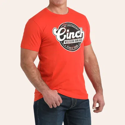 Cinch Men's Orange Be Legendary Logo Graphic T-shirt In Red