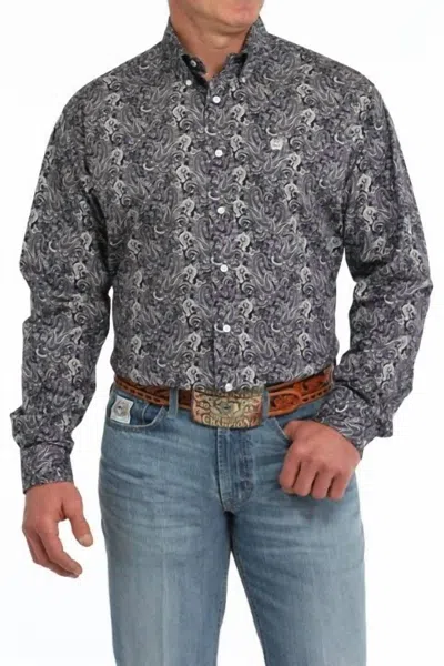 Cinch Men's Paisley Print Classic Shirt In Multi In Gray