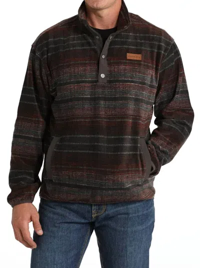 Cinch Men's Polar Fleece Pullover 1/4-snap Sweatshirt In Brown