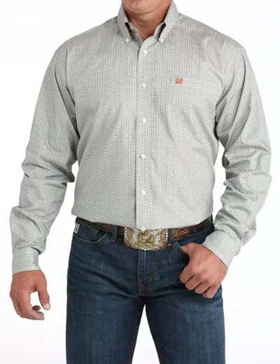Cinch Men's Print Button Down Shirt In Cream In White