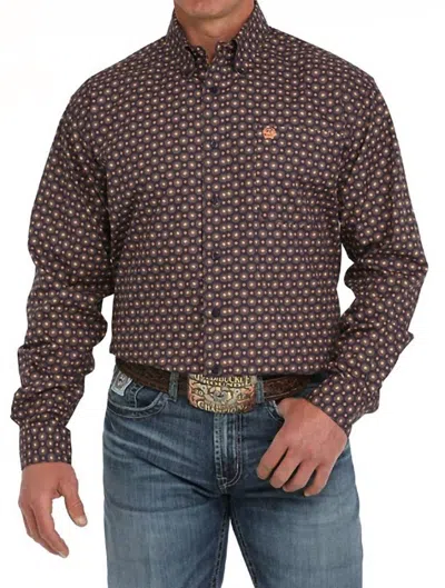 Cinch Men's Print Classic Button Down Shirt In Purple In Multi