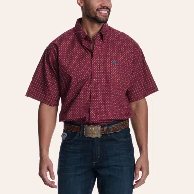Cinch Men's Red & Blue Geo Print Shirt In Burgundy