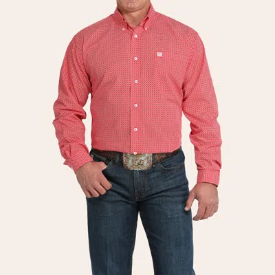 Cinch Men's Red Geo Print Button Down Shirt