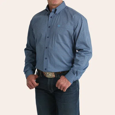 Cinch Men's Royal Blue Diamond Geo Print Long Sleeve Shirt