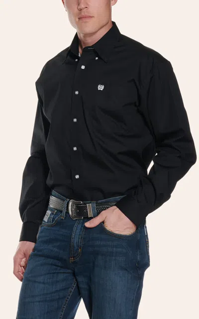 Cinch Men's Solid Black Long Sleeve Western Shirt