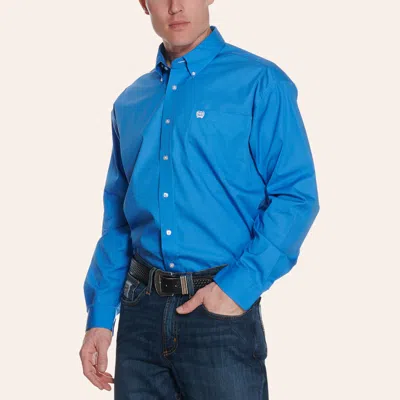 Cinch Men's Solid Blue Long Sleeve Western Shirt