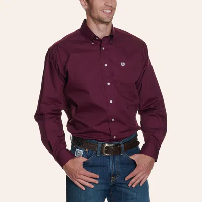 Cinch Men's Solid Burgundy Long Sleeve Western Shirt In Multi