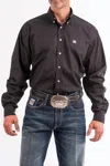 Cinch Solid Button-down Western Shirt In Black In Brown