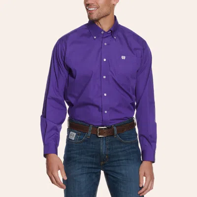 Cinch Men's Solid Purple Long Sleeve Western Shirt