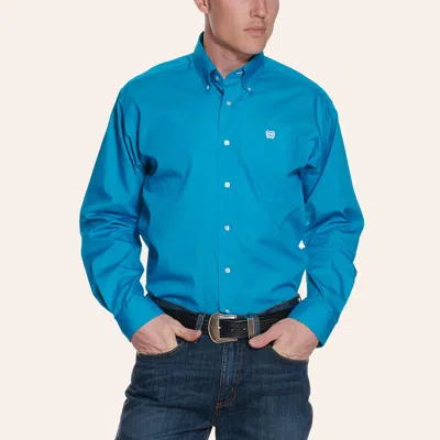 Cinch Men's Solid Turquoise Long Sleeve Western Shirt In Blue