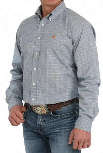 Cinch Men's Stretch Plaid Classic Woven Button Down Shirt In Blue/white