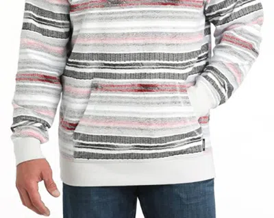 Cinch Men's Striped French Terry Hoodie In White Multi