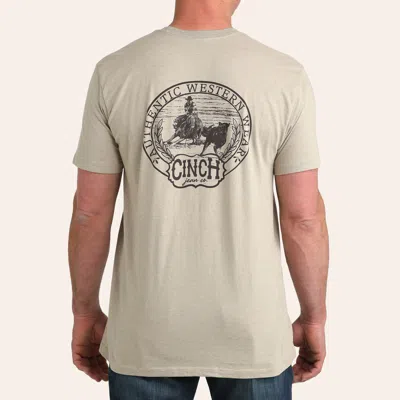 Cinch Men's Tan Authentic Western Cutter Graphic T-shirt In Gray