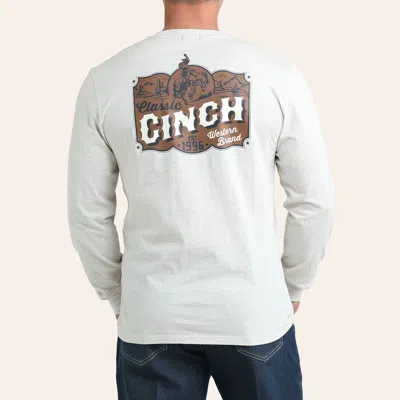 Cinch Men's White Classic Graphic Long Sleeve T-shirt