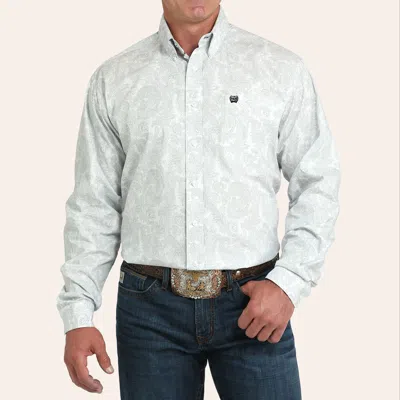 Cinch Men's White Paisley Print Western Shirt In Blue