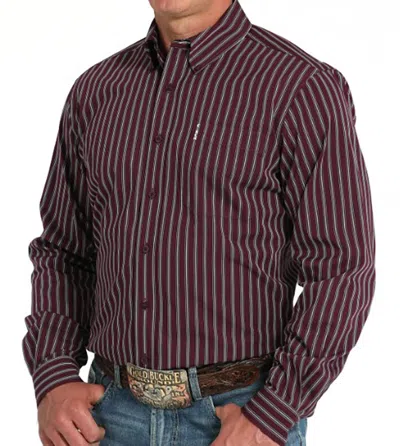 Cinch Modern Fit Long Sleeve Button Shirt In Purple In Gray