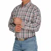 Cinch Plaid Button-down Western Shirt In White / Teal / Coral