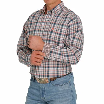 Cinch Plaid Button-down Western Shirt In White / Teal / Coral